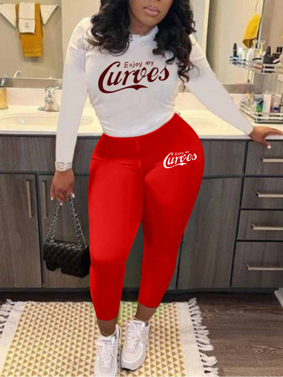 LW Letter Print Skinny Pants Set