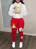 LW Plus Size Solid Color Mixed Print Two-piece Pants Set