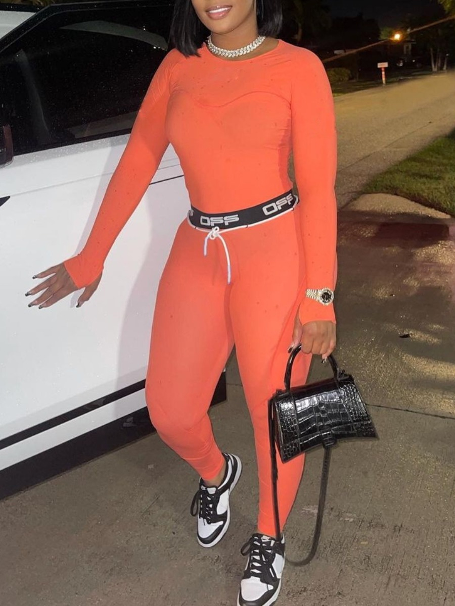 LW Bandage Design Letter Jumpsuit