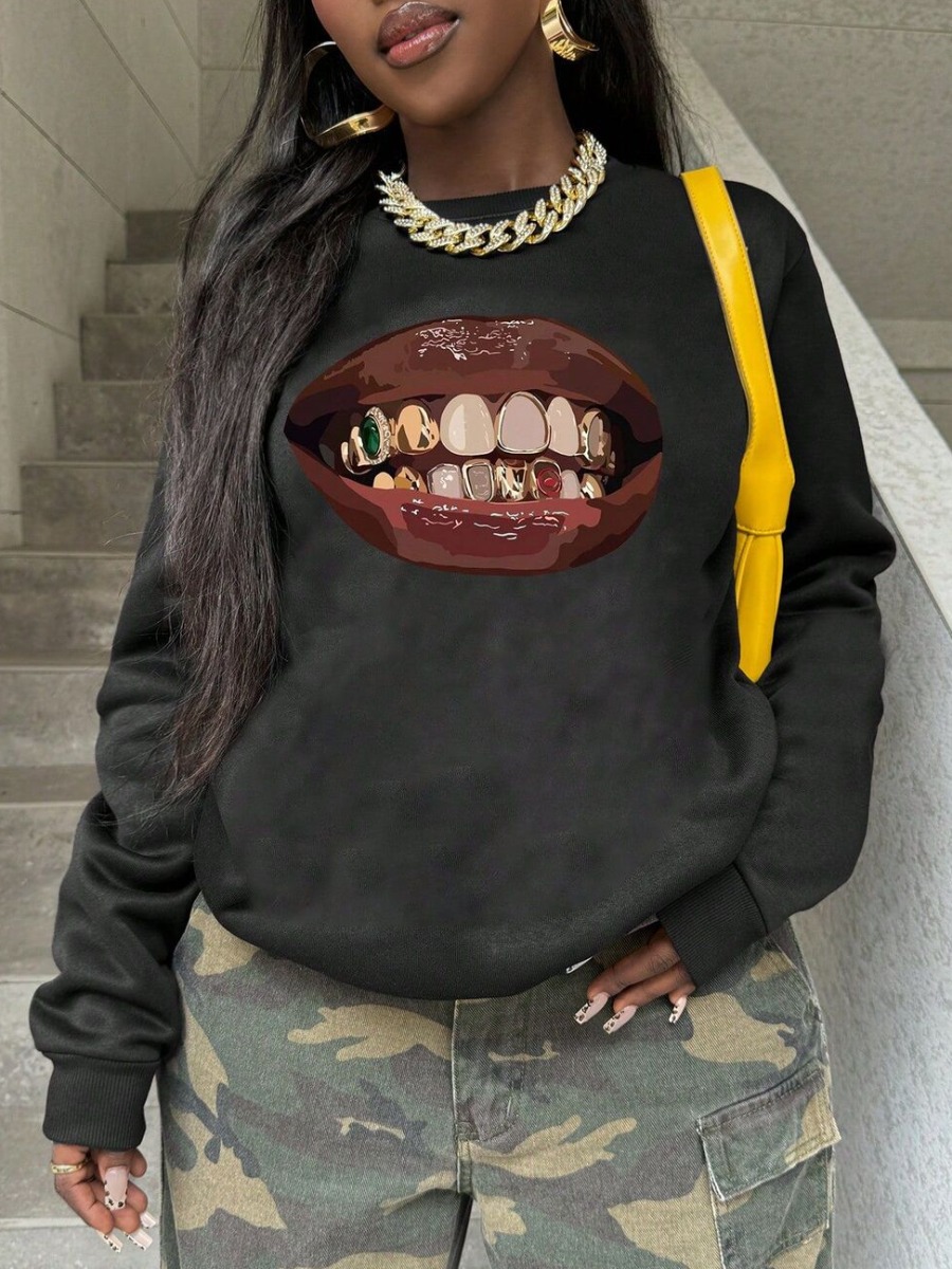 LW Pattern Lip Print Sweatshirt