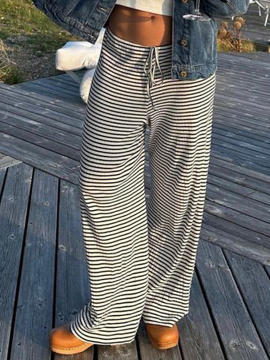 LW BASICS Drawstring Striped Pants