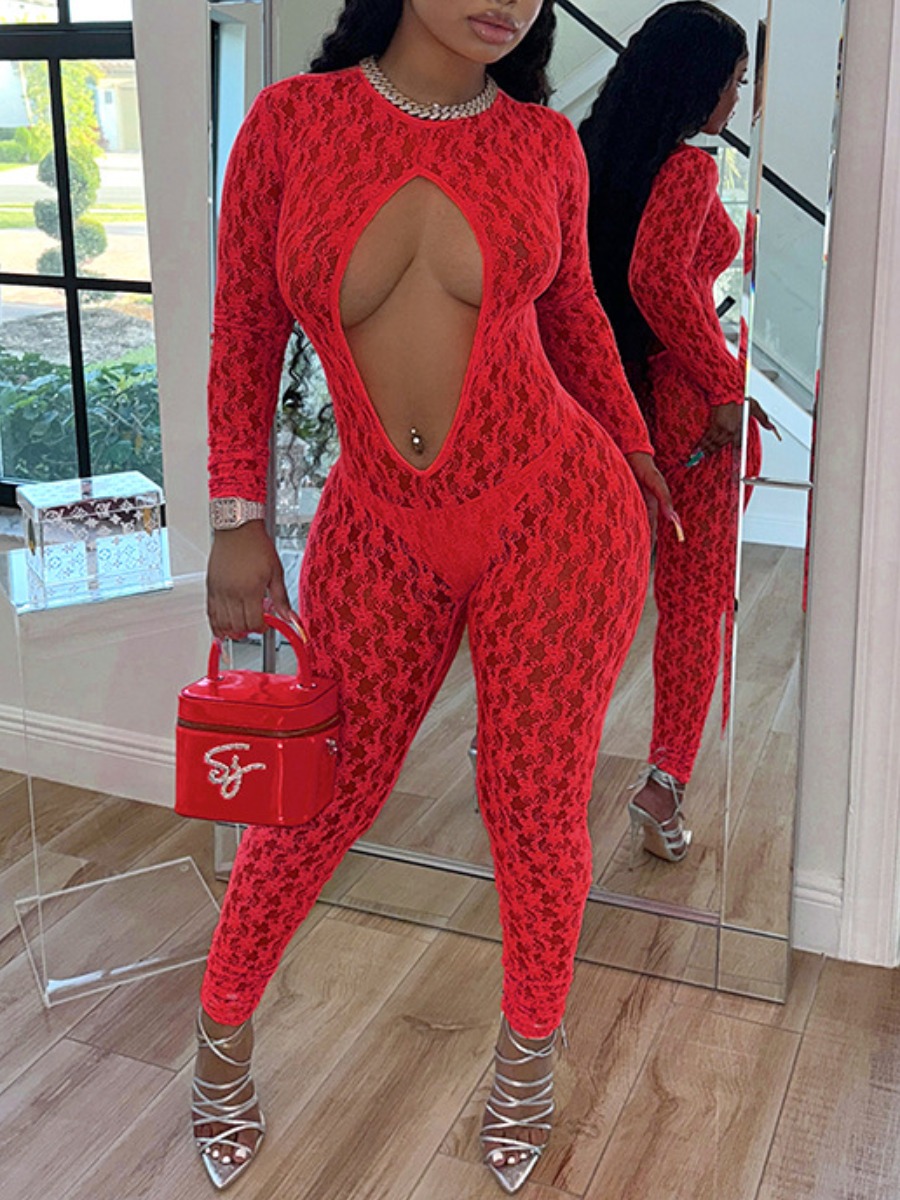 LW SXY Cut Out Solid Color Jumpsuit