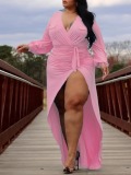 LW BASICS Plus Size Bandage Design Solid Color Dress