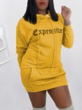 LW Drawstring Letter Print Mini Dress