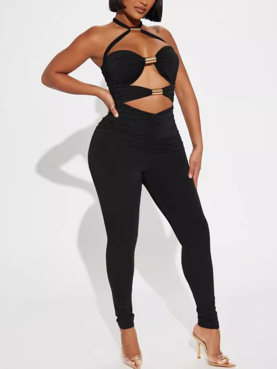 LW SXY Cut Out Solid Color Jumpsuit