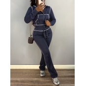 LW Casual Sweat Hooded Collar Pocket Design Solid 