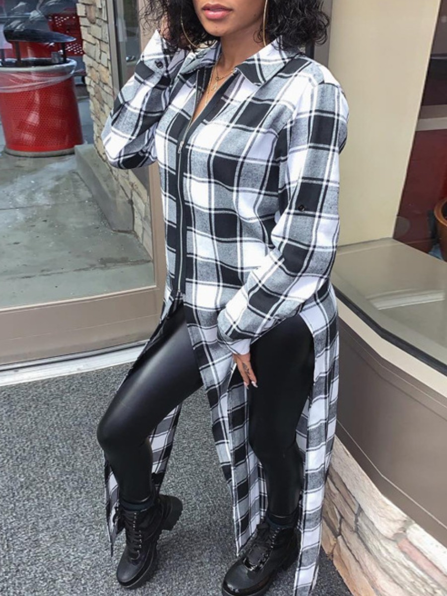 LW BASICS Split Plaid Shirt