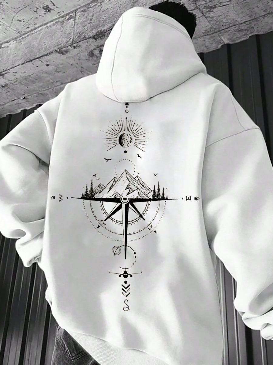 LW Men Pattern Geometric Hoodie