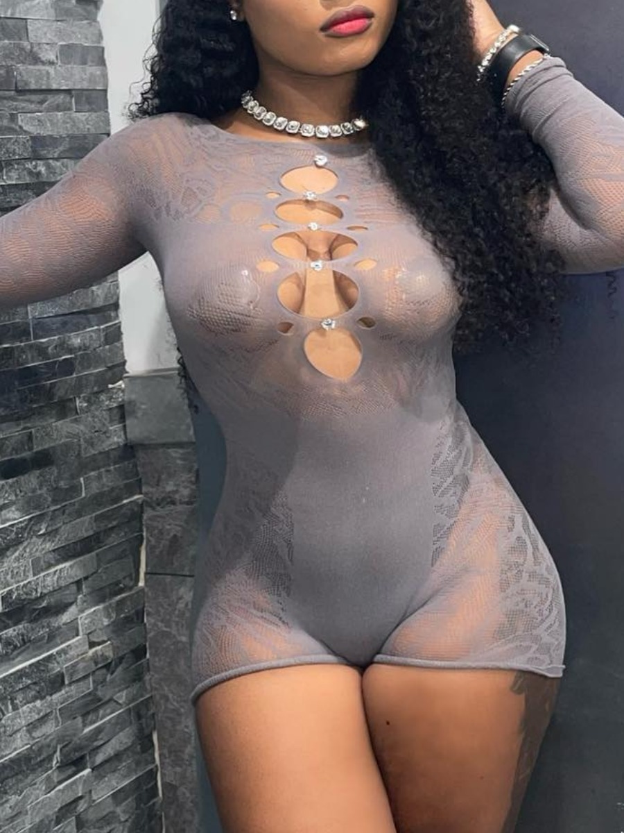 LW SXY See Through Solid Color Romper