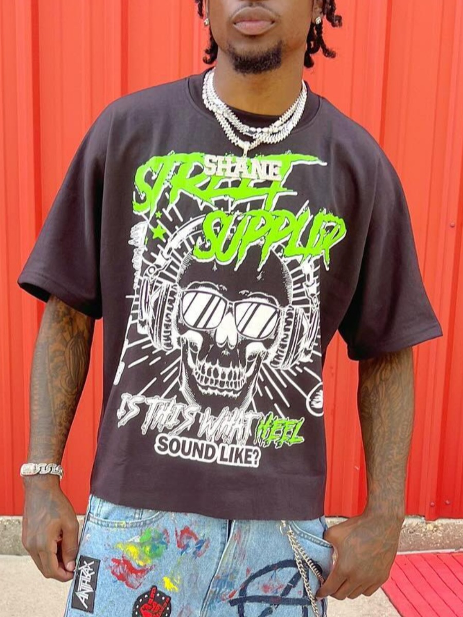 LW Men Pattern Letter T-shirt