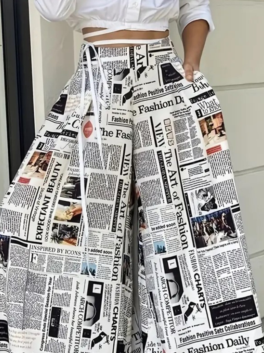 LW Plus Size Pattern Waist Bandage Letter Print Pa