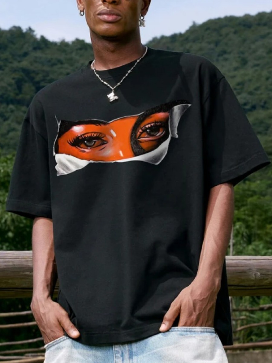 LW Men Pattern Eyes Print T-shirt