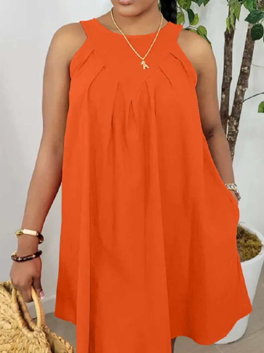 LW BASICS Solid Color Mini Dress