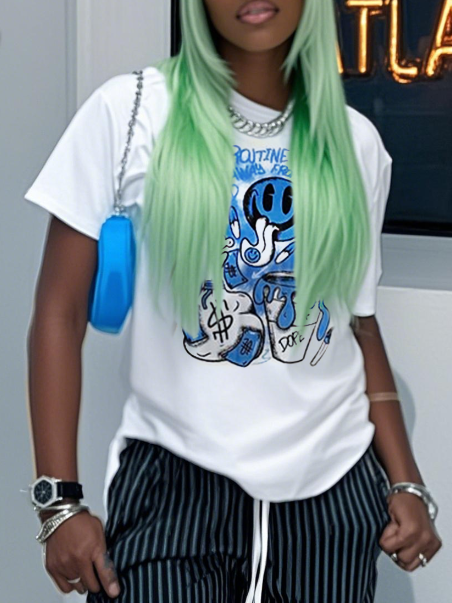 LW Pattern Cartoon Print T-shirt