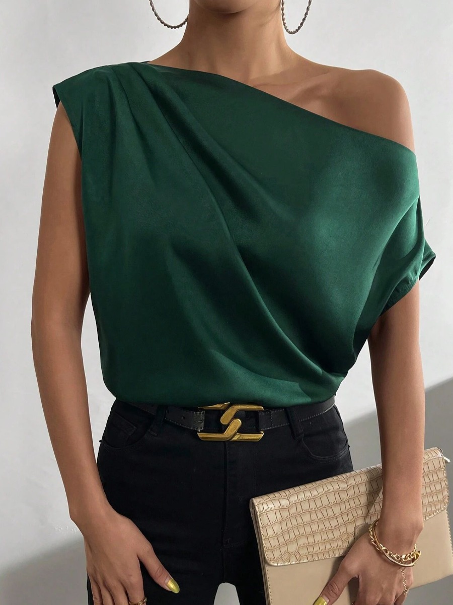 LW BASICS Asymmetrical Solid Color Camisole&Tank Top