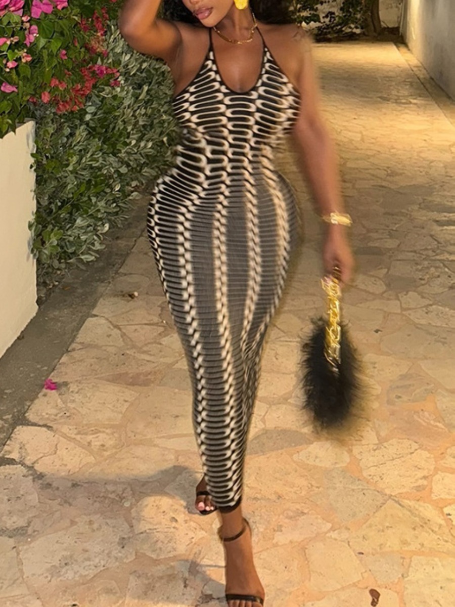 LW SXY Pattern Geometric Maxi Dress