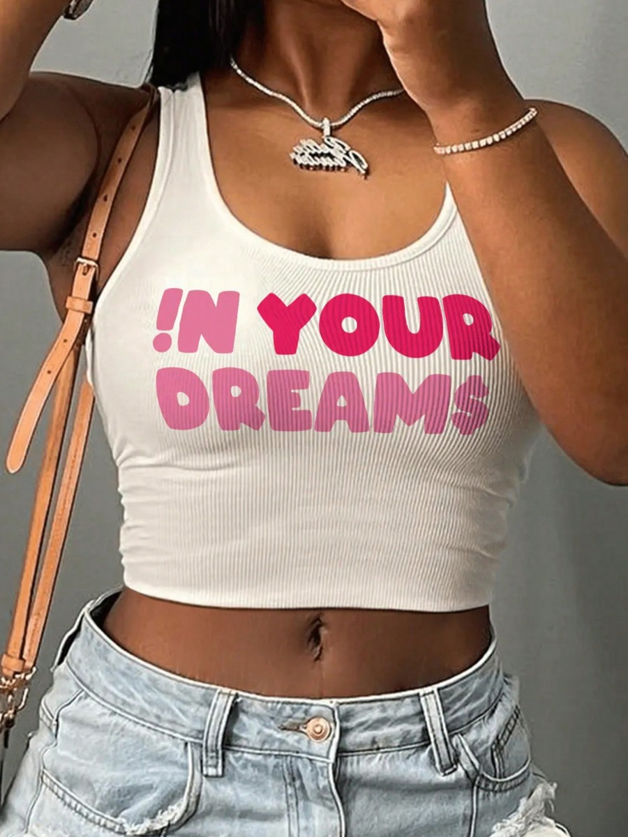 LW Pattern Letter Camisole&Tank Top