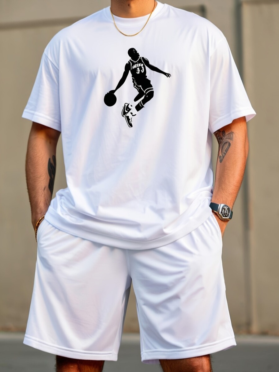 LW Men Pattern Figure Two-piece Shorts Set