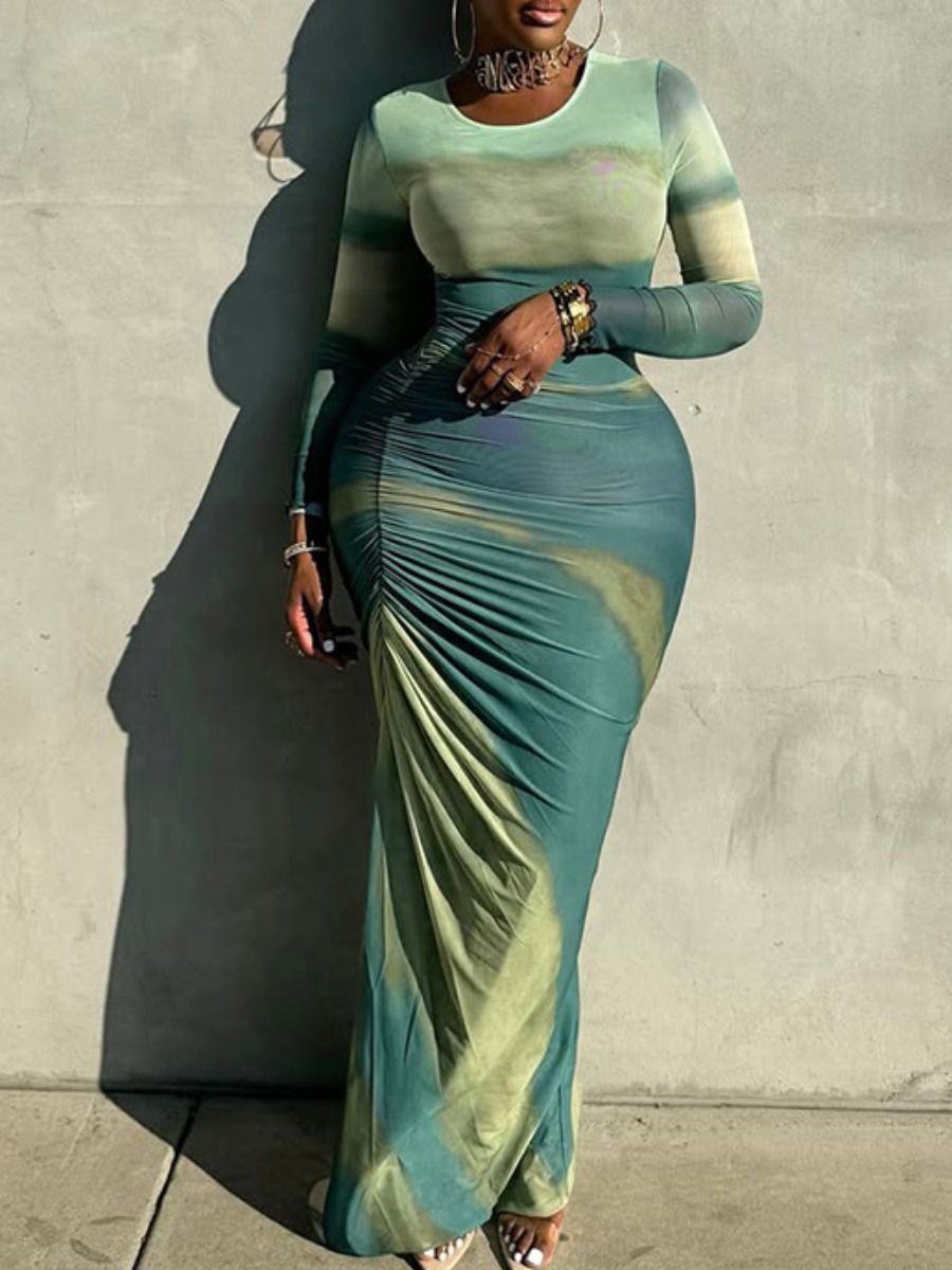 LW Pattern Gradient Print Maxi Dress