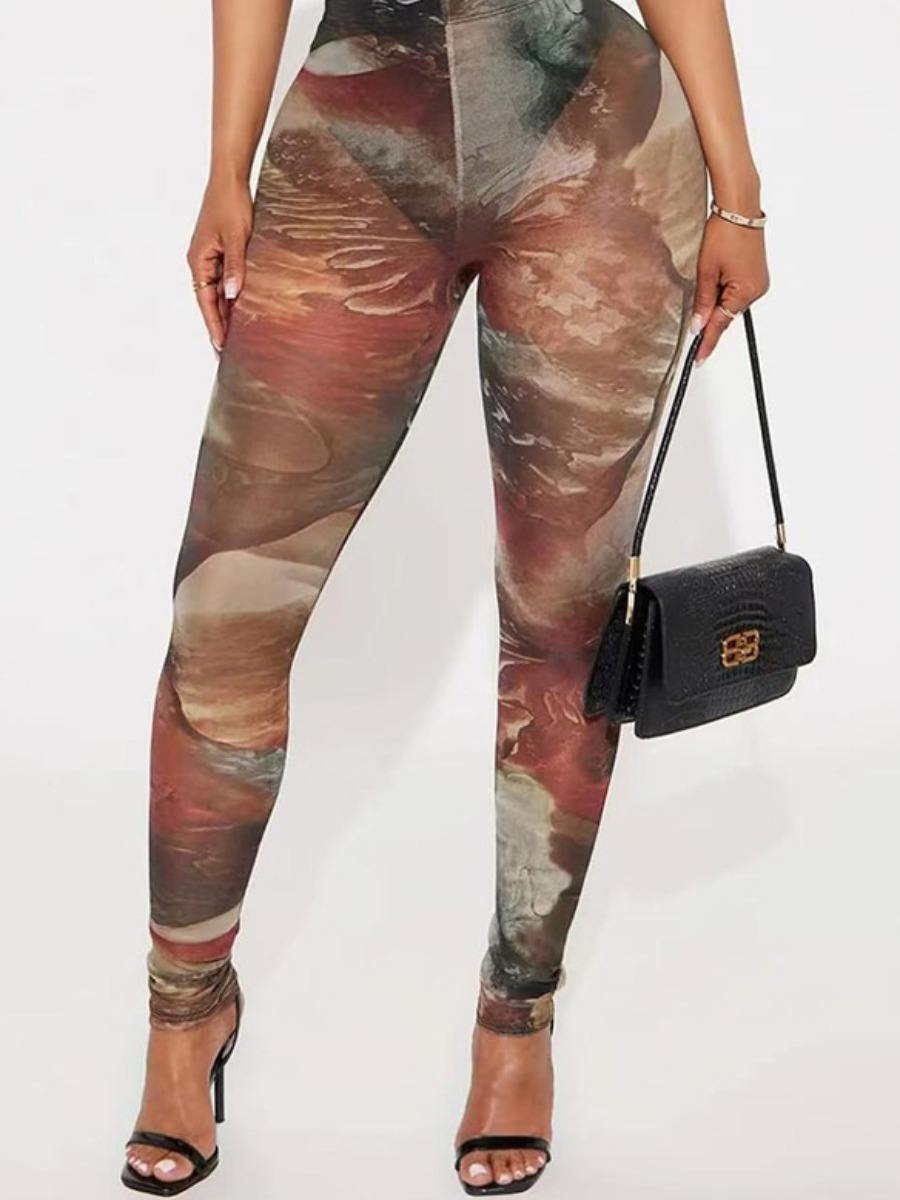 LW SXY See Through Mixed Print Pants