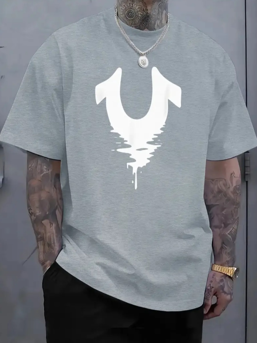 LW Men Pattern Solid Color T-shirt