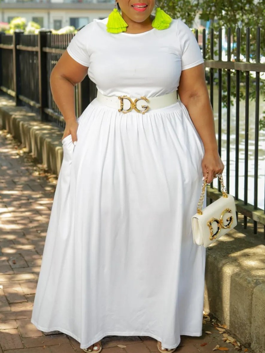 LW Plus Size None Solid Color Dress