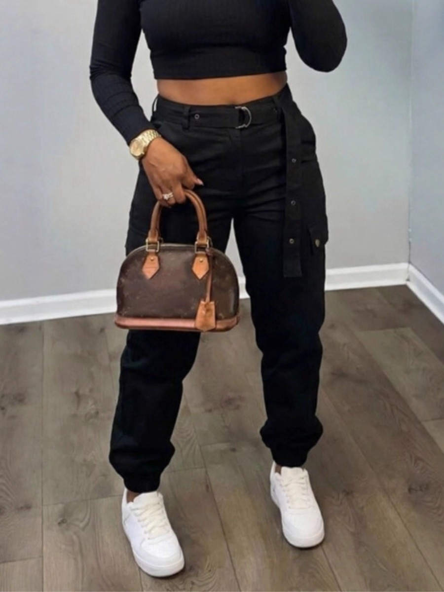 LW Bandage Design Solid Color Pants